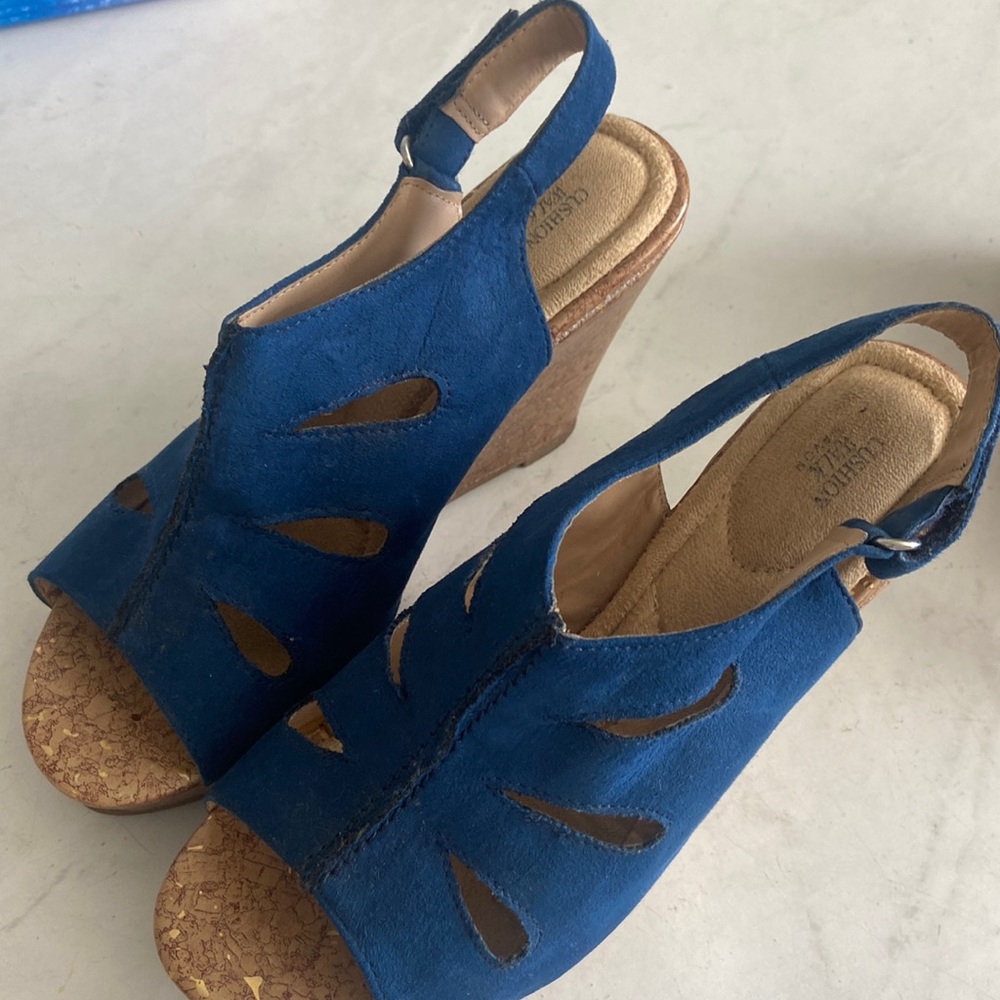 Blue Cork Wedges
